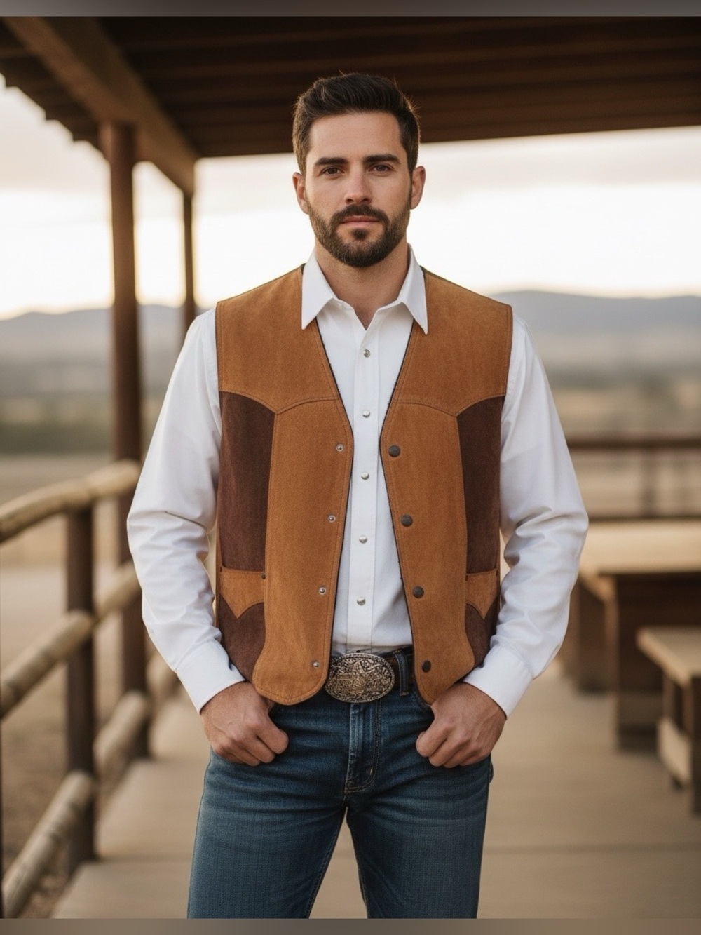 Pioneer Wear Genuine Leather Suede, Sherpa lined Iconic Americana western style